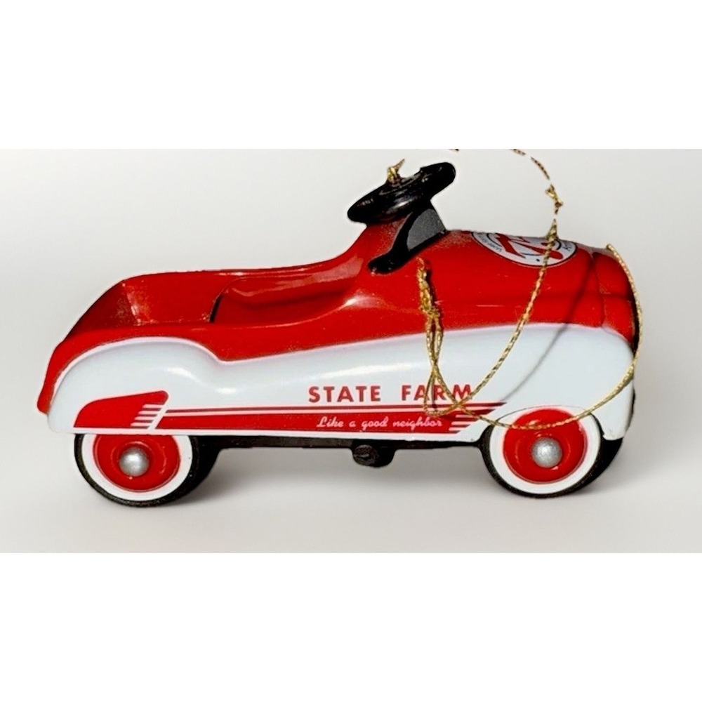 State Farm Mini Pedal Car 75th Anniversary Die Cast Metal '97 Christmas Ornament